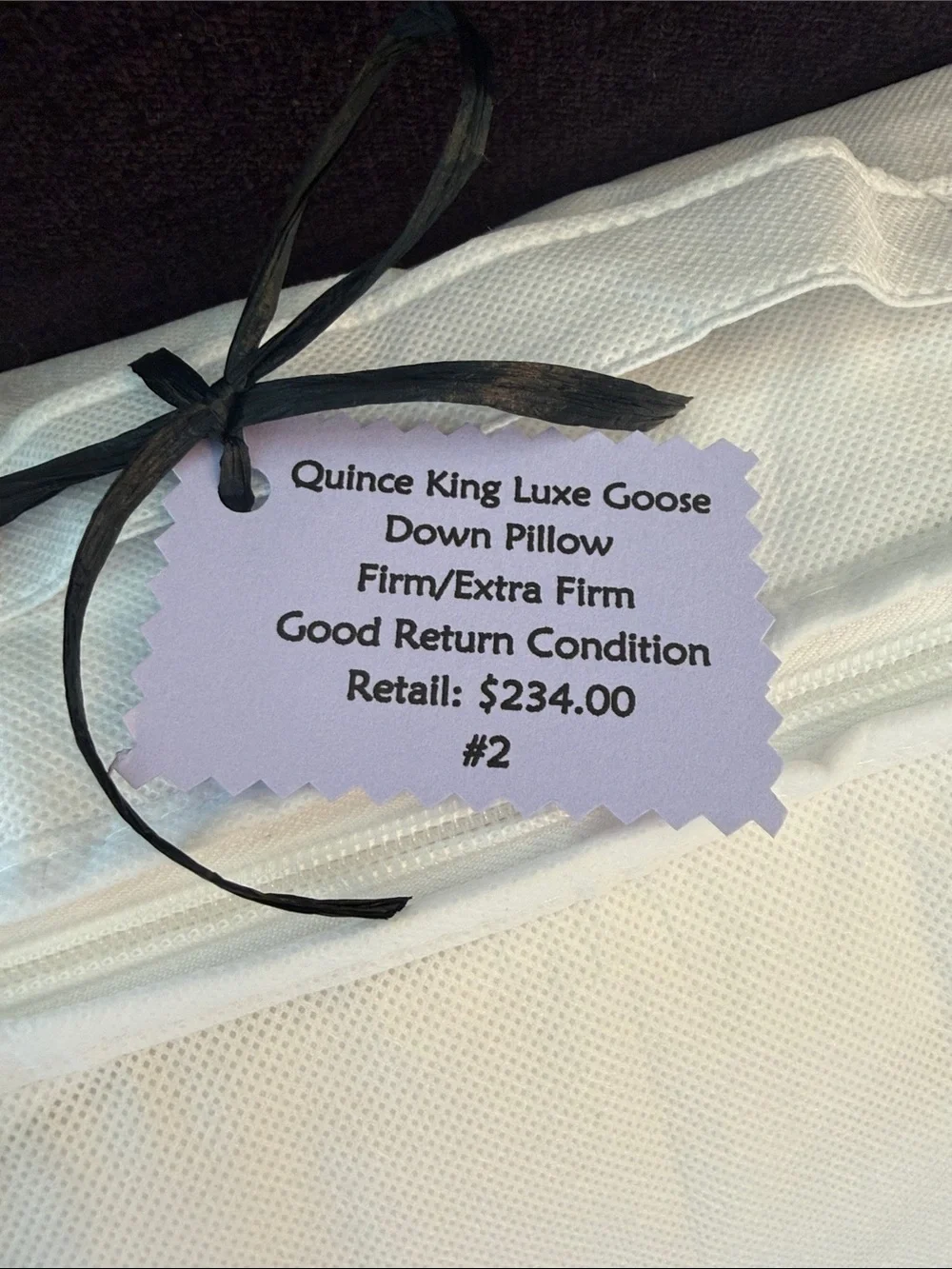 NWOT Quince King Luxe Goose Down Pillow Firm/Extra Firm White Premium Down